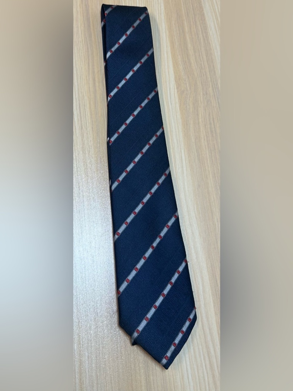 Christian Dior licensed by Italy Navy Tie with Red accent 100% silk